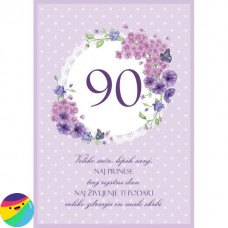 Voščilnica za 90 let - Vijolična